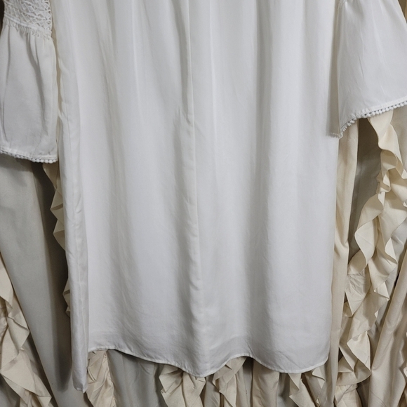 NWT Corey Lynn Calter White Dawn Lace Swing Dress MP Trumpet Sleeves Tencel - Picture 12 of 16